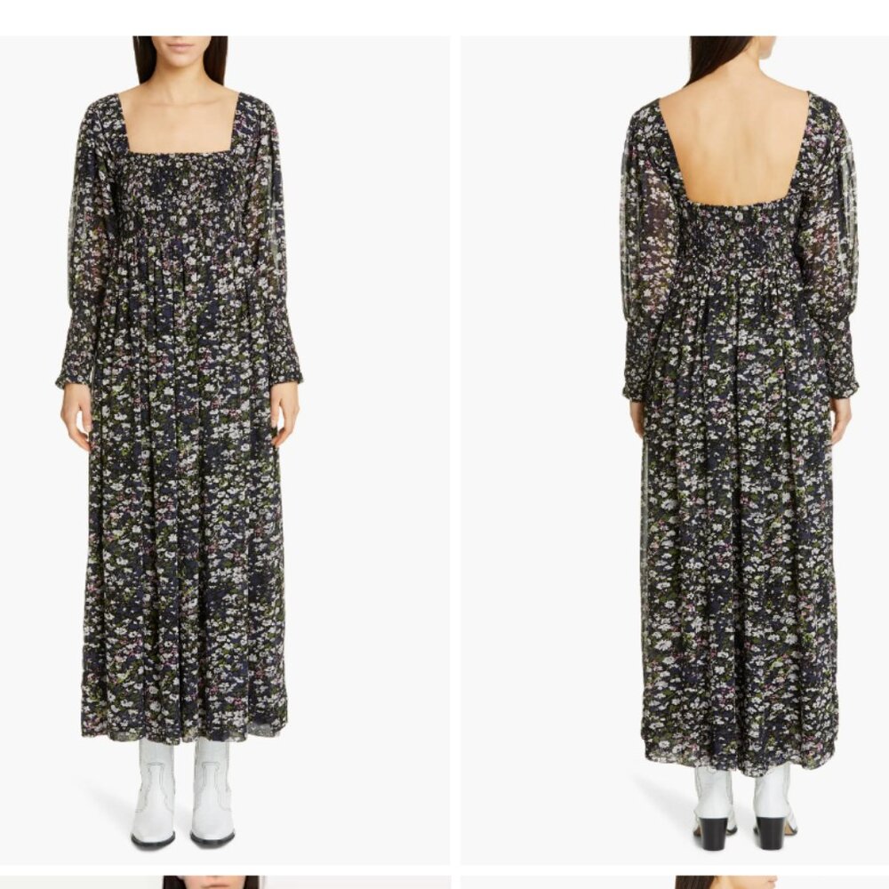 Ganni Floral Print Long Sleeve Maxi Dress Size 36 (US 4)